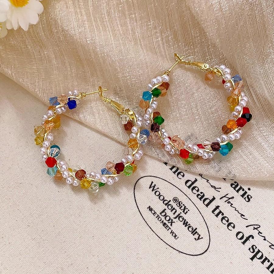 

Big Full Crystal Circle Hoop Earrings for Women Party Wedding Accessories Boucle Oreille Femme