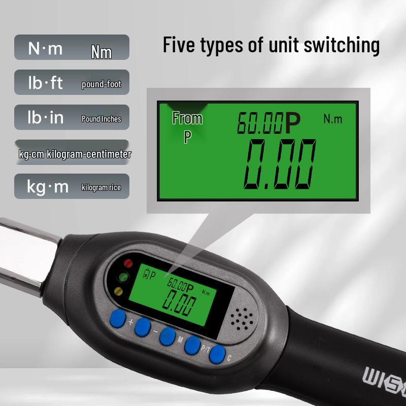 Adjustable High-Precision Digital Torque Wrench with Interchangeable Head