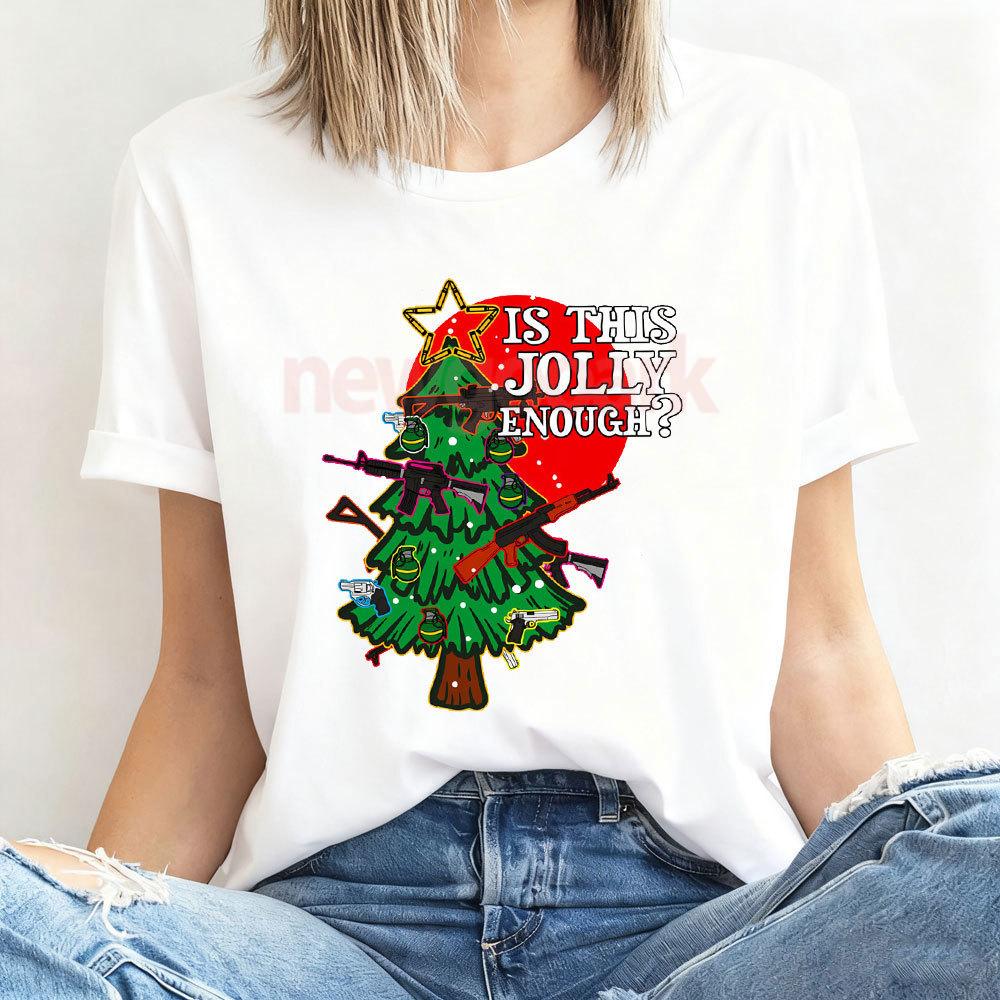 Is This Jolly Enough Classic Jolly Christmas Funny Enough Is Merry Meme This TShirt Woman Man Christmas Tree Graphic T Shirts