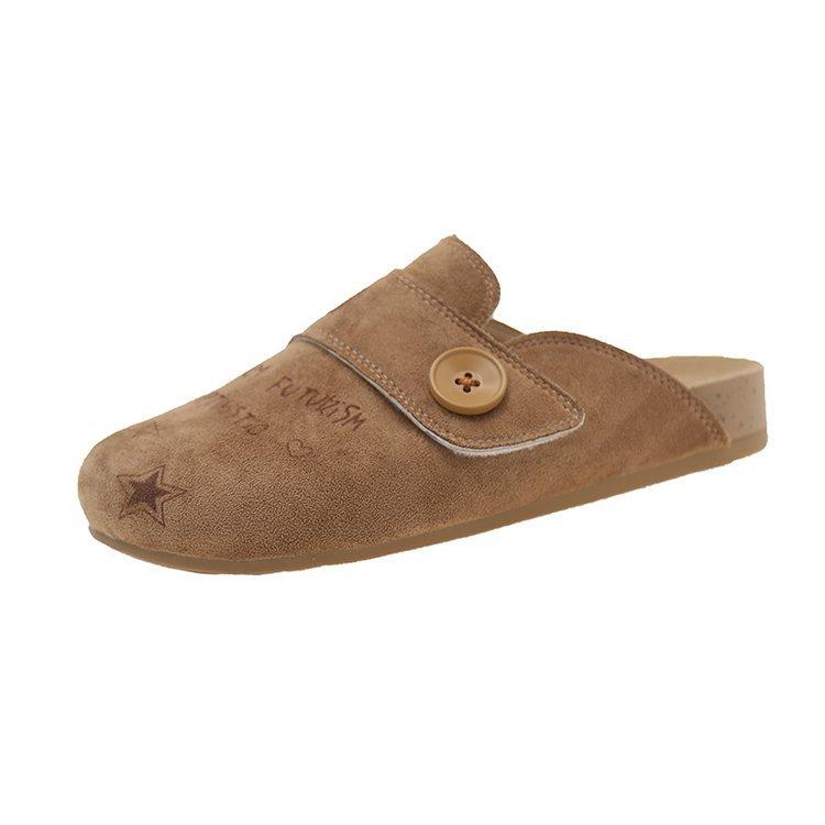 

Soft leather version~ flat-bottomed lazy slippers casual versatile Boken shoes 2025 summer new outer bag head half slippers 40