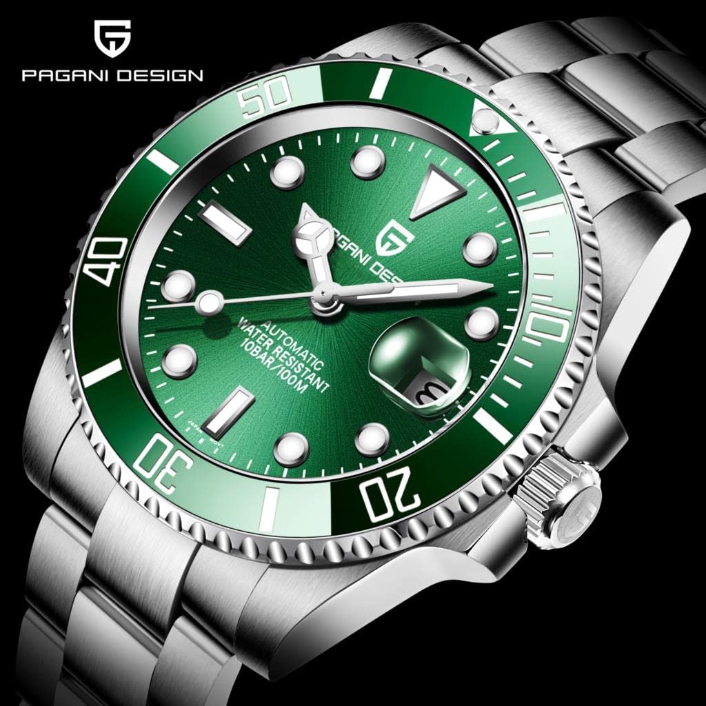 Pagani Design Herrenuhr, Hergestellt in Japan, Seiko NH35 Uhrwerk, Submariner Taucheruhr, Automatisch Mechanisch, mit Gehäuse, Wasserbeständig, Keramik