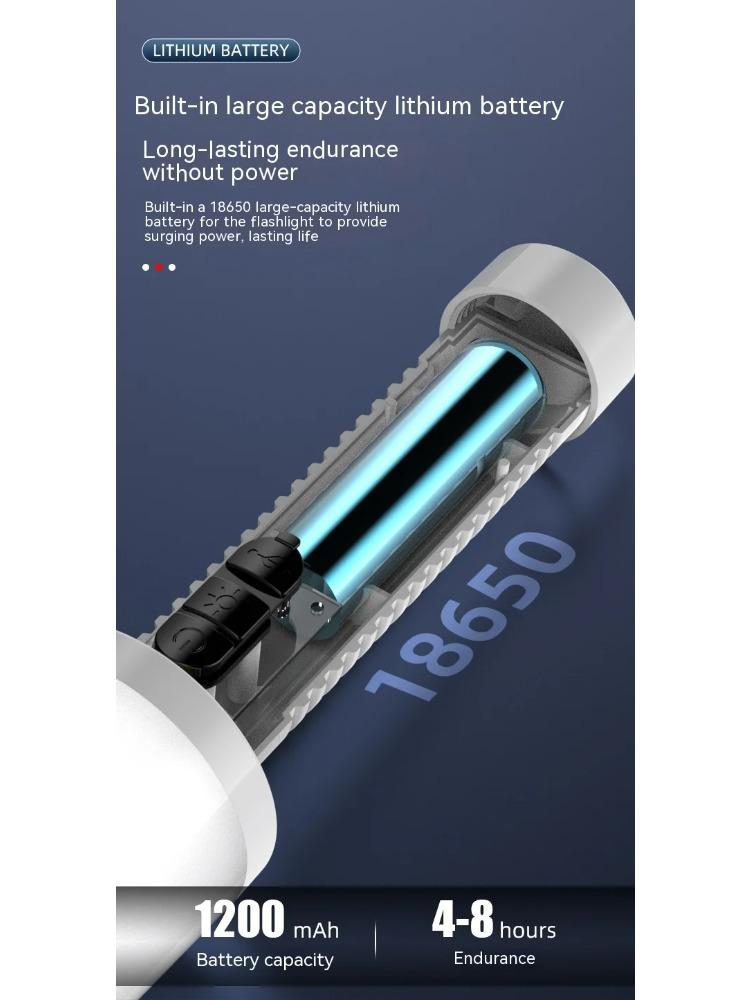 LED Double Light Flashlight Rechargeable Handheld Torch 5 Lighting Modes Outdoor Home Emergency Warning Camping Tool Lights