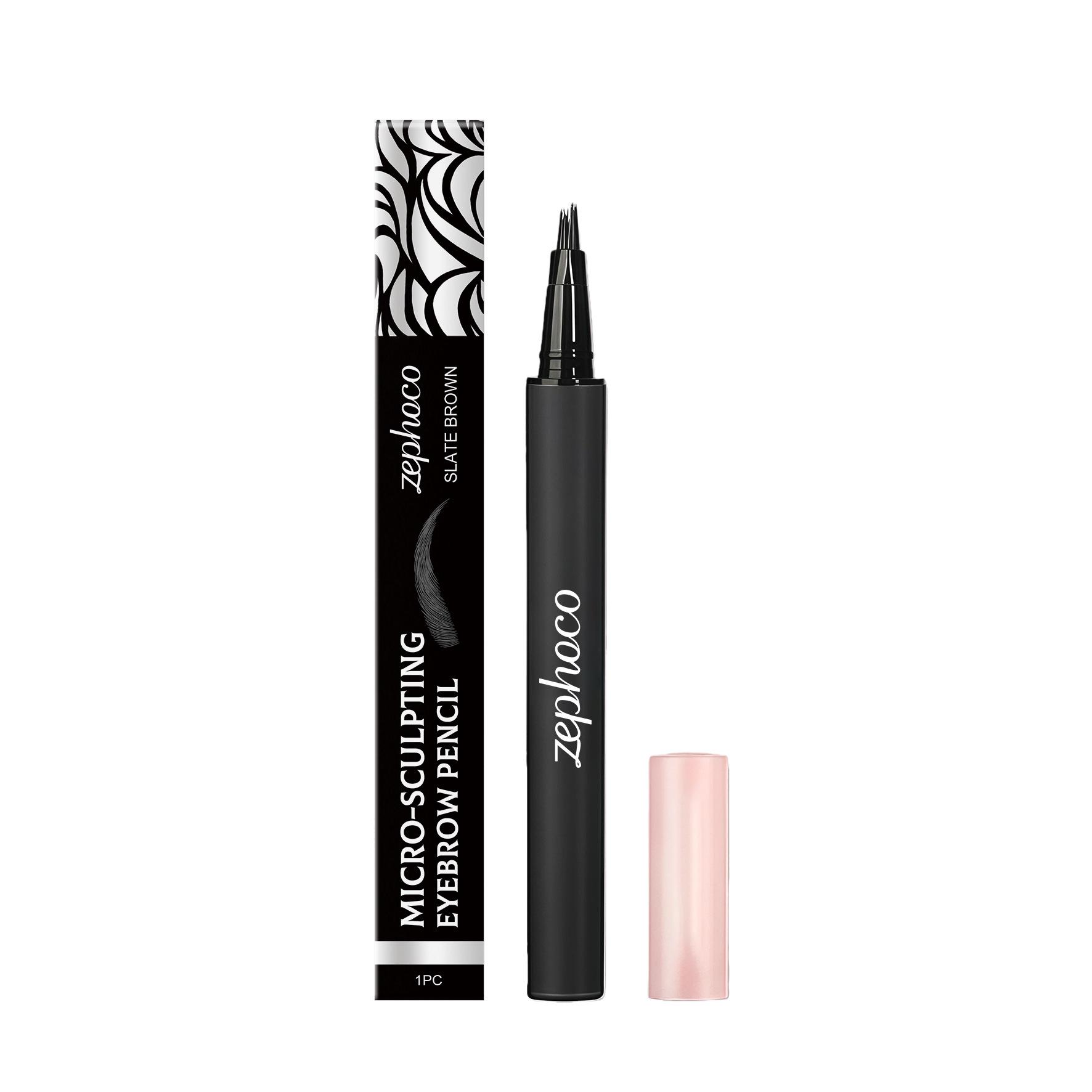 Zephoco Ash Brown Brow Pencil: Smooth, Smudge-Proof, 3D Natural Hair Strokes, Rich Color