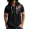 Men'S Casual Short Sleeved Hooded Top Buttoned Open Neck T-Shirt