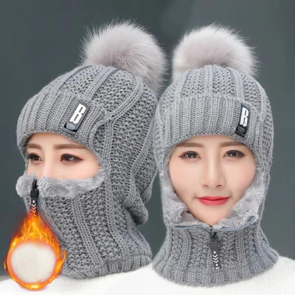 Neck Warmer Wool Knitted Hat Windproof Ear Protection Hat Winter Hat Scarf Set  Outdoor Cycling