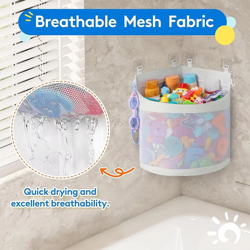 Kids Bath Toy Storage Bag Large Capacity Hanging Organizer Wall Mounted Mesh Drain Basket For Bathroon Shower Toy
