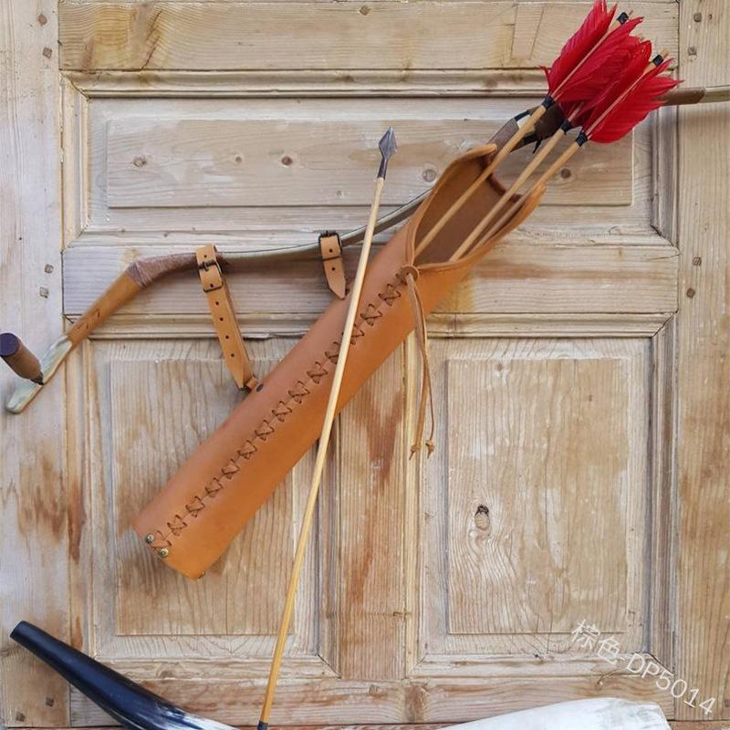 Unisex Pu Leather Vintage Portable Quiver Medieval Fantasy Hunter Traveler Quiver Arrow Bag Vintage Holster Cosplay Accessories Archery Accessories