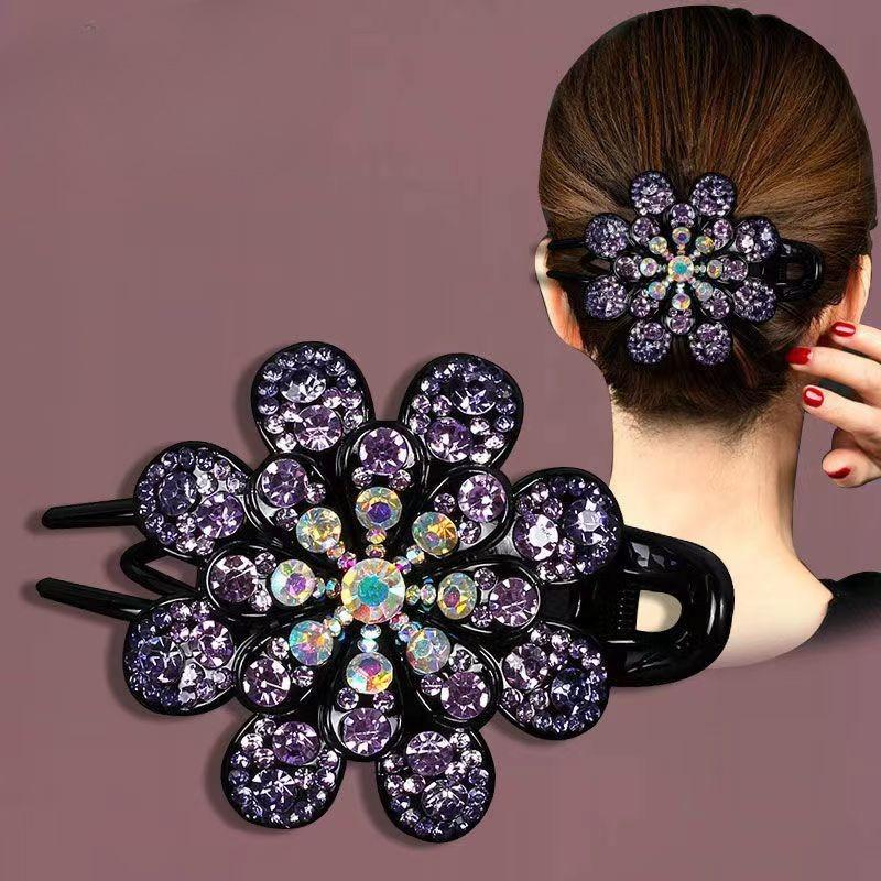 Elegant Vintage Flower Crystal Hair Clip-Large Duckbill Hair Accessory,Flower Shape,Ideal Mother's Day and Valentine's Day Gift
