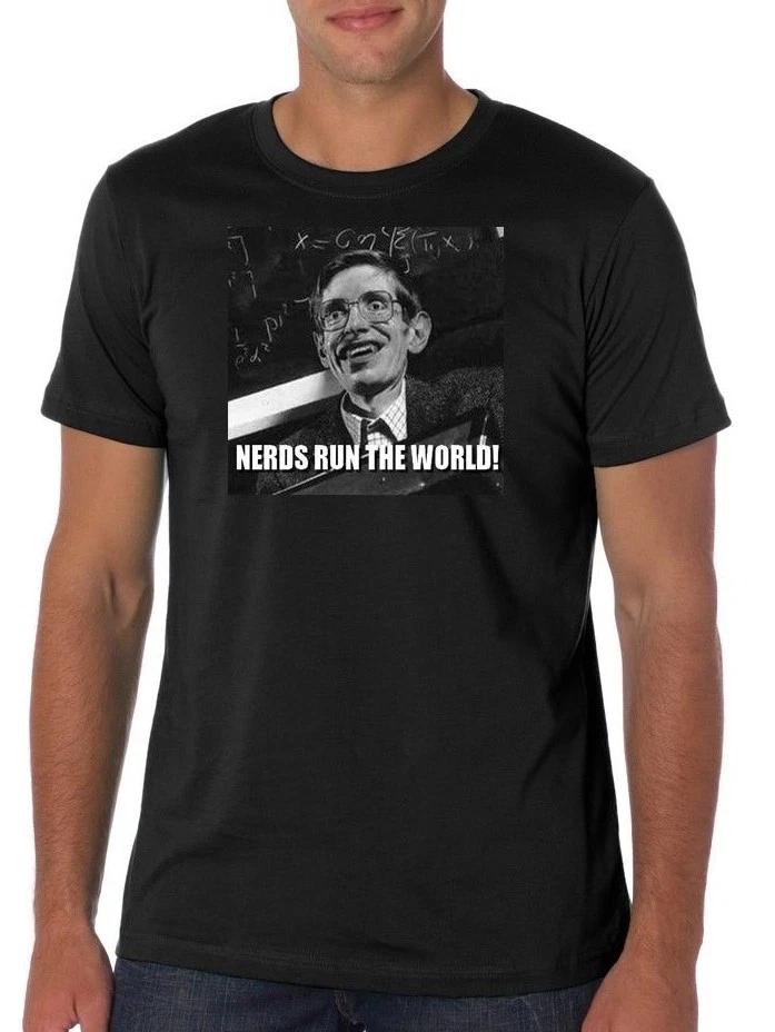 Stephen Hawking Nerds Run The World T shirt 2XL