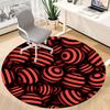 1pc Red Black Striped Balls Carpet, Round Non Slip Durable Large Size Office Carpet, Suitable for Office