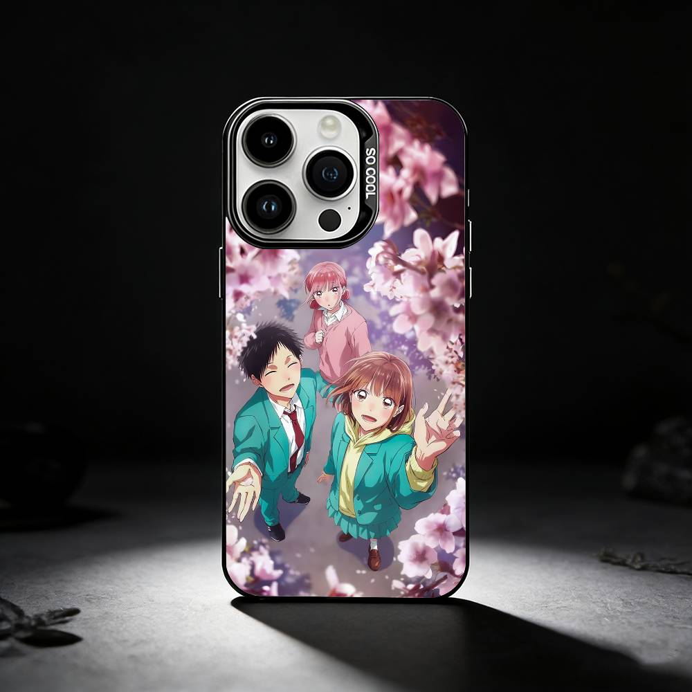 Blue Box Anime Cute Phone Case For iPhone 17,16,15,14,13,12,11 Plus,Pro Max,XS,Colored silver phone case