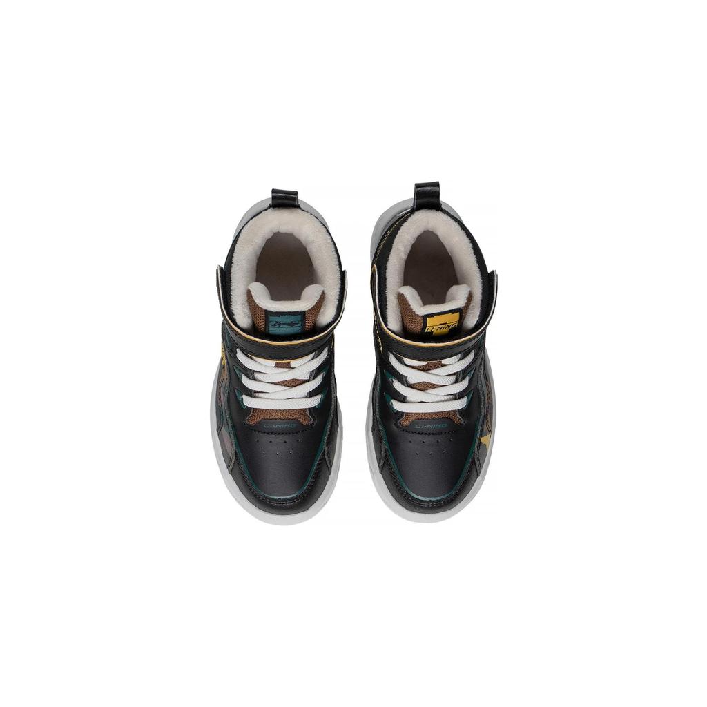 Li Ning Kids 937 Mid Fleece Comfortable Wear-Resistant Breathable Casual Shoes Kids Casual Shoes Black YKNS102-23