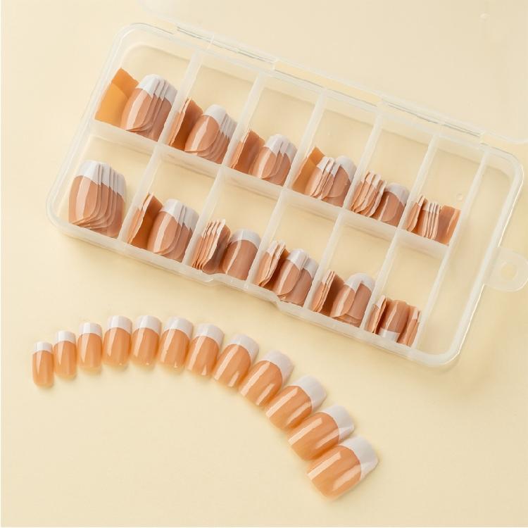 120x/Box Full Cover Stick On Nails French Tip Press On Nails Coffin False Nails Manicures Suppliss