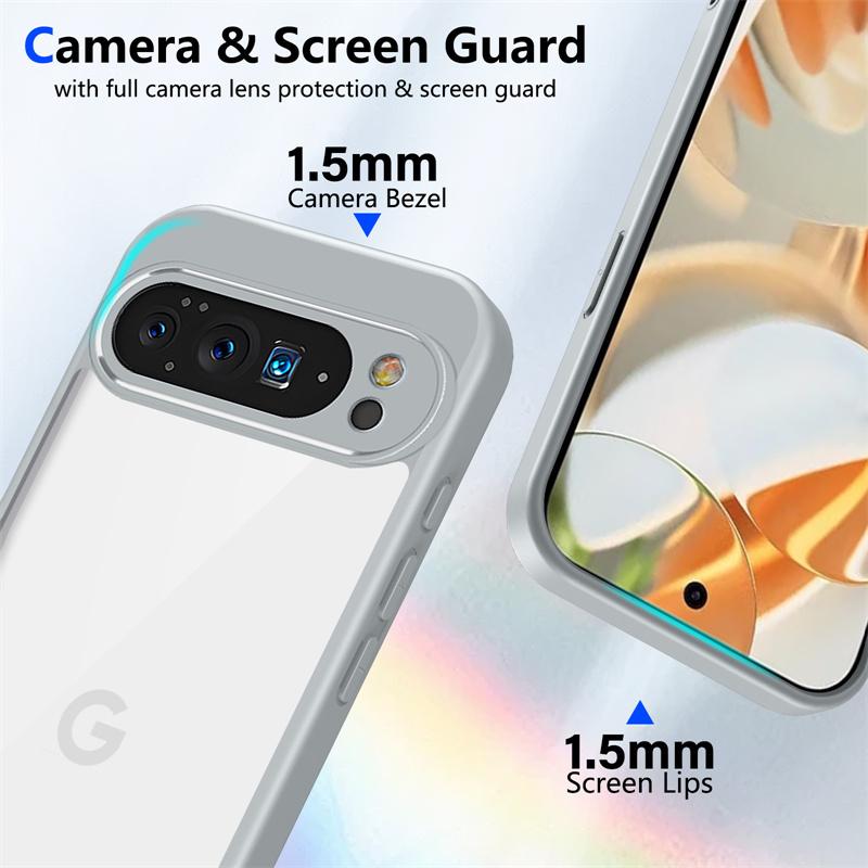 For Google Pixel10 Pro Case Plating Silicone Bumper Shockproof Clear Back Cover Matte Hard Phone Case for Google Pixel 10 Pro 5G