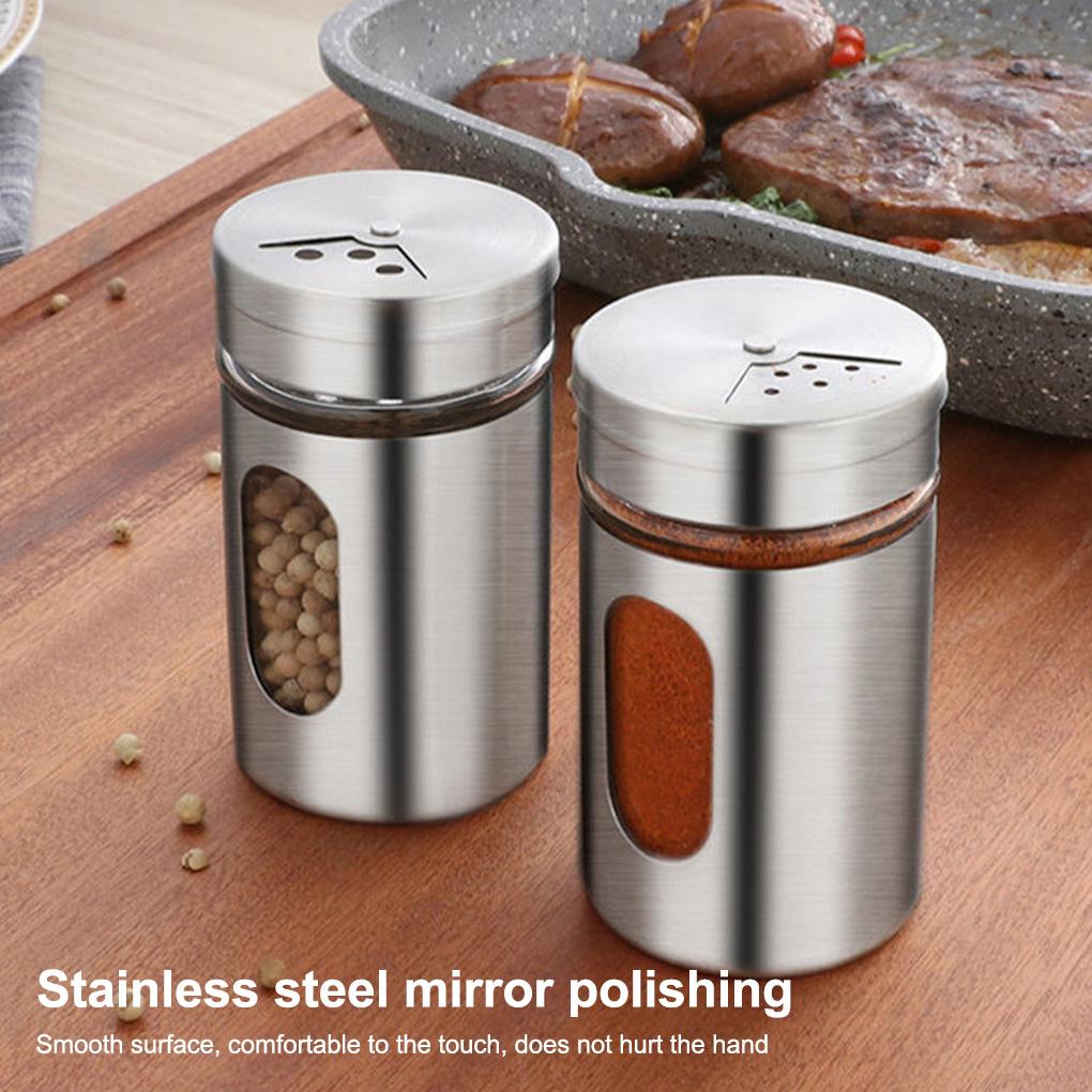 Spice Shaker Stainless Steel Pepper Seasoning Jar Cooking Baking Bottle Condiment Powder Container Toothpick Holder Gadget