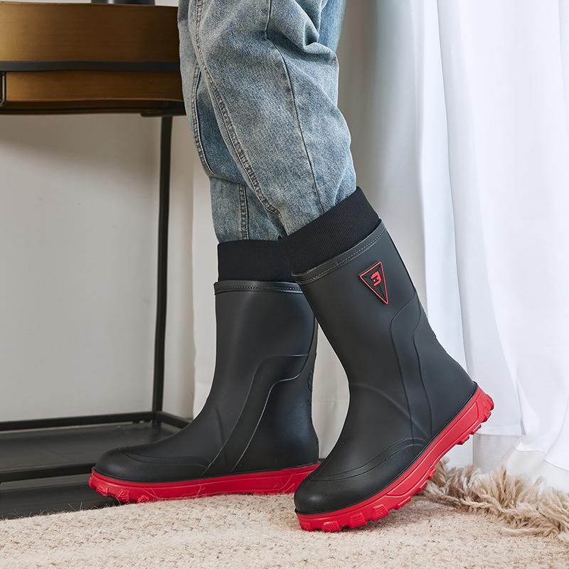 Men Rain Boots Non-slip Mid Calf Boots Waterproof Rubber Shoes Fishing Water Boots Fishing Non-slip Kitchen Rain Shoes 39-44