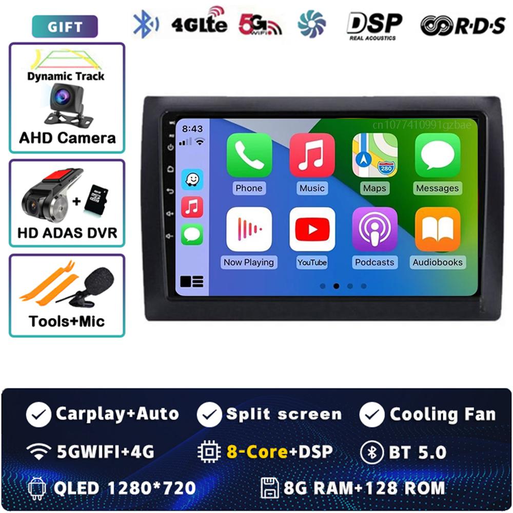 Android 14 Car Radio For Fiat Stilo 2002 - 2010 Player Multimedia GPS Navigation Stereo CarPlay Auto Video WIFI+4G BT DSP 2 DIN