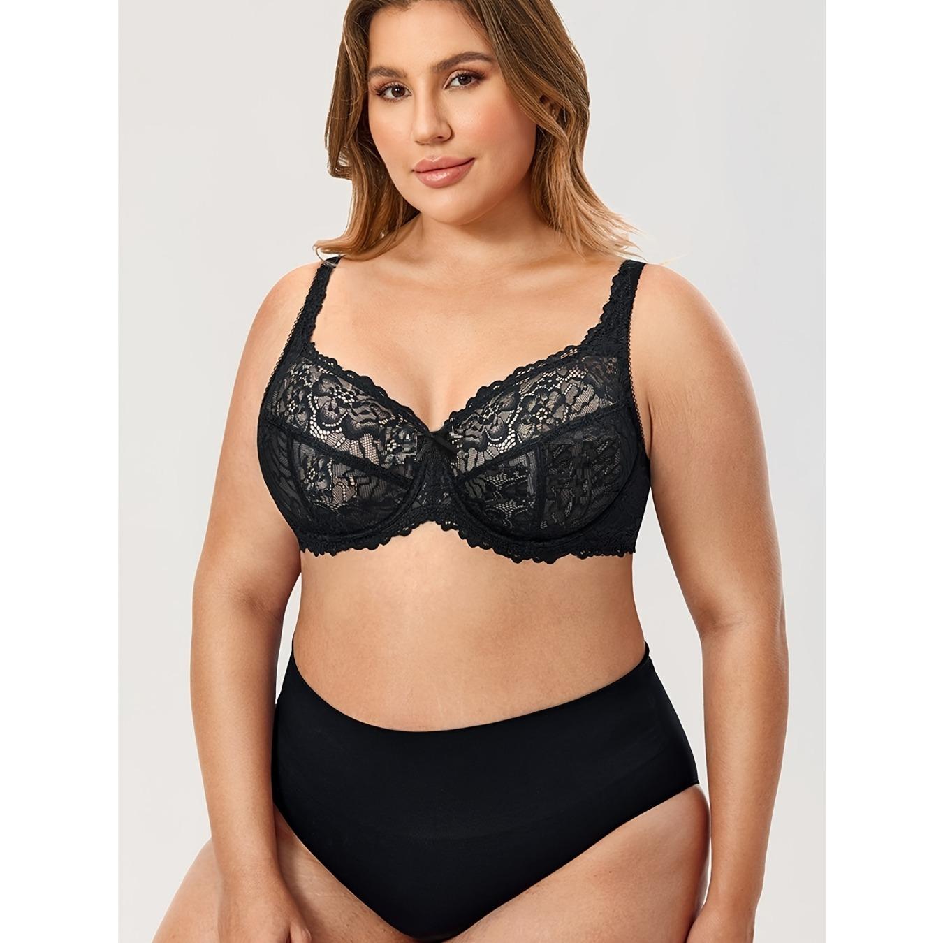 

Большие размеры Контрастный кружевной бюстгальтер на косточках, женский сексуальный бюстгальтер без косточек средней эластичности