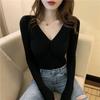 Comfortable Women's Clothing V-Neck Screw Thread Undershirts Solid Color Pullover Sweater Knitted Casual Spring Autumn Tops