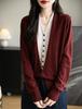 Women's V-Neck Wool Cardigan - Autumn/Winter, Two-Piece, Long Sleeve Knit Sweater