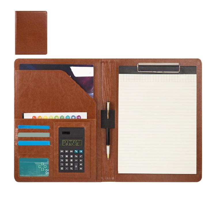 PU Leather Conference Folder with Clipboard Multiple Pocket Card Pocket Pen Slot Clipboard Business Document File Folder