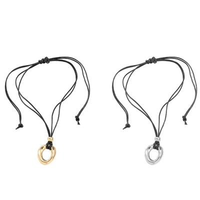 Unregelmäßige Kreisanhänger Halskette Verstellbare Kordel Halskette Mode Choker Schmuck Schlüsselbeinkette Kragen Halskette