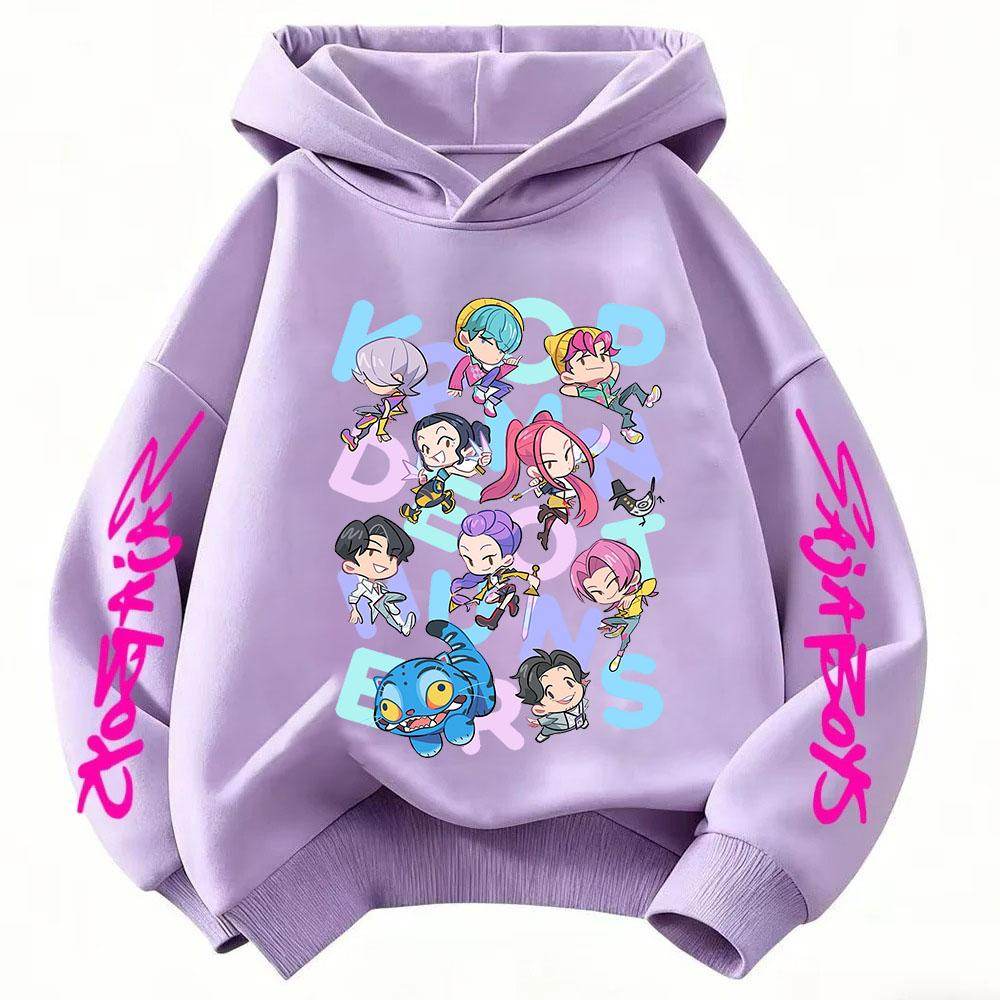 New Kids' Korean-Style Demon Hunter Fashion Casual Girls' Pullover Cartoon Movie Versatile Spring and Autumn Hoodie