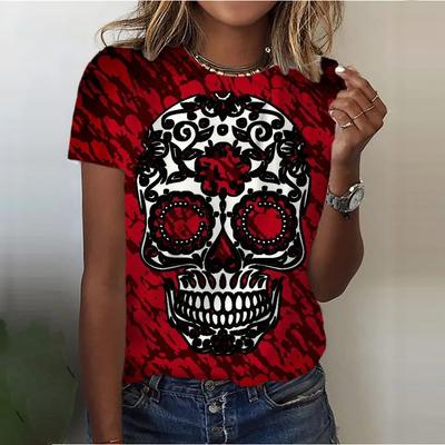 Mexico Style The Skull Of The Dead  3D Printed Women's T-Shirt Street Fashion Tend Casual Style  Comfortable Short Sleeve T