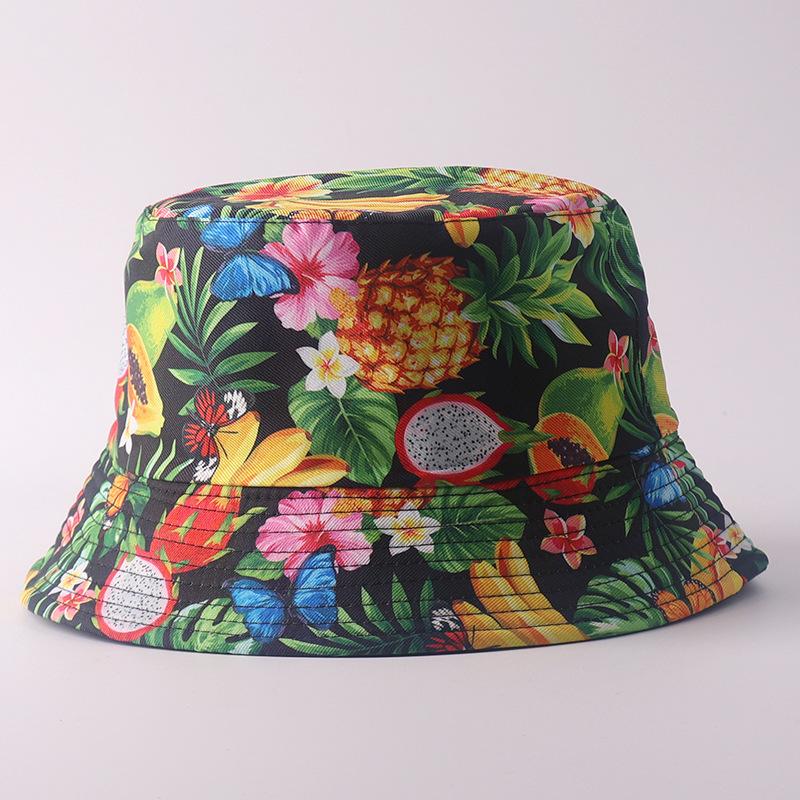 Digital printing small edge bucket hat spring and summer double-sided can wear outdoor sunshade basin hat spot