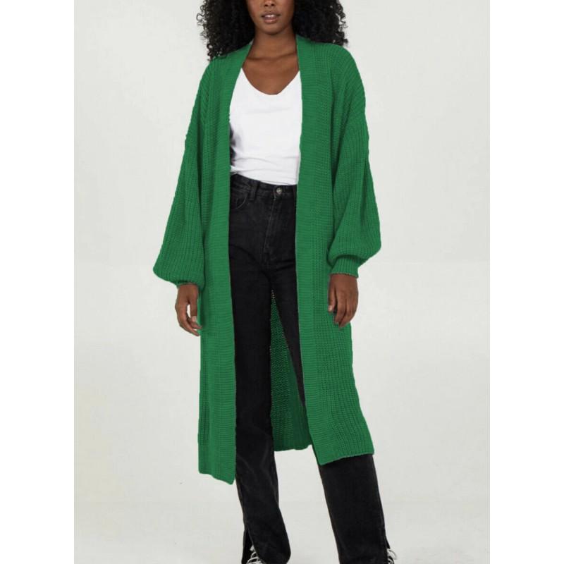 Übergroßer Strick-Cardigan-Pullover mit langen Ärmeln für Damen, Winter, lockere Passform, Übergröße, V-Ausschnitt, offene Vorderseite, langer Mantel