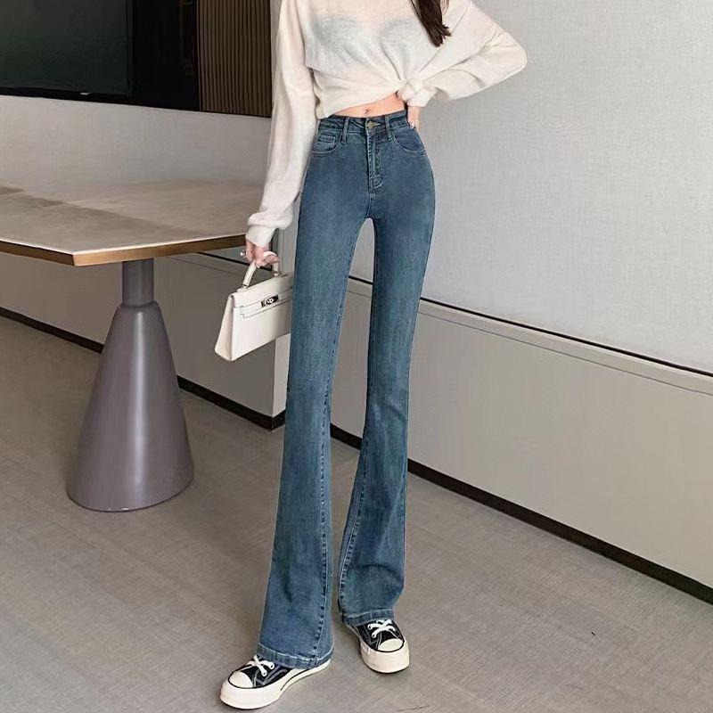 Damen Stretch High Waist Schlaghose Frühlings- und Herbstjeans