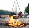 Portable Silver Aluminum Tripod Stand with Combination Stove for Outdoor Camping & Hiking Firewood Fuel Cooking & Grilling