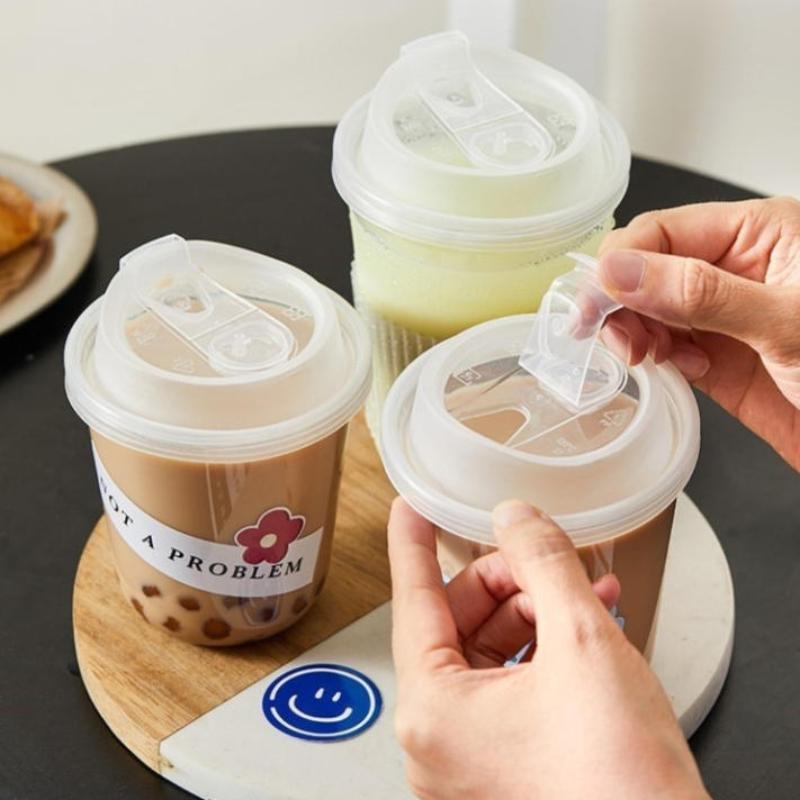 Clear U-shaped Coffee Cups Lidded 10Pcs Disposable for Milk Tea Drinking Pleasure