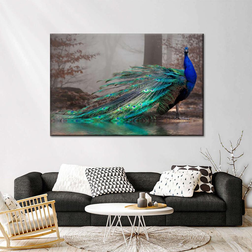 Elegant Blue Peacock Wall Pictures Wall Decor Beautiful Peacock Animal Posters and Prints for Living Room Wall Decor No Frame