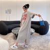 2025 Korean Style Summer Over-the-Knee Print T-shirt Dress - Loose, Slimming, Plus Size
