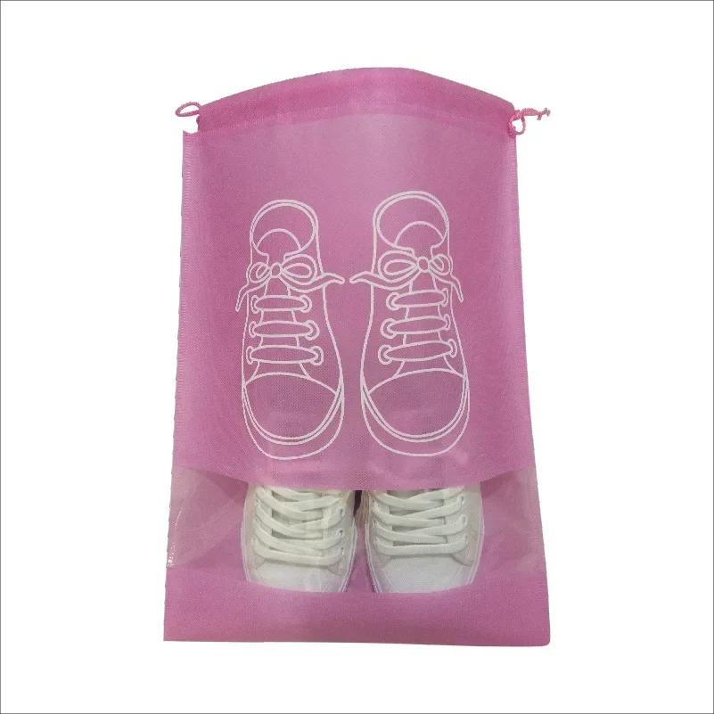 Portable Non-Woven Cloth Shoe Bags Waterproof Dustproof Travel Shoe Storage Bag Hanging Drawstring Packing Pouch Organizer