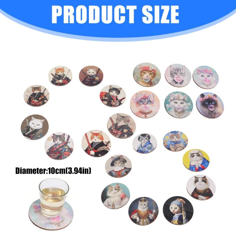 Schönes Katzen-Thema Holz-Getränkeuntersetzer Hitzebeständige Tassenunterlage Für Küche, Esszimmer und Arbeitsplatz Gebrauch Einweihungsgeschenk