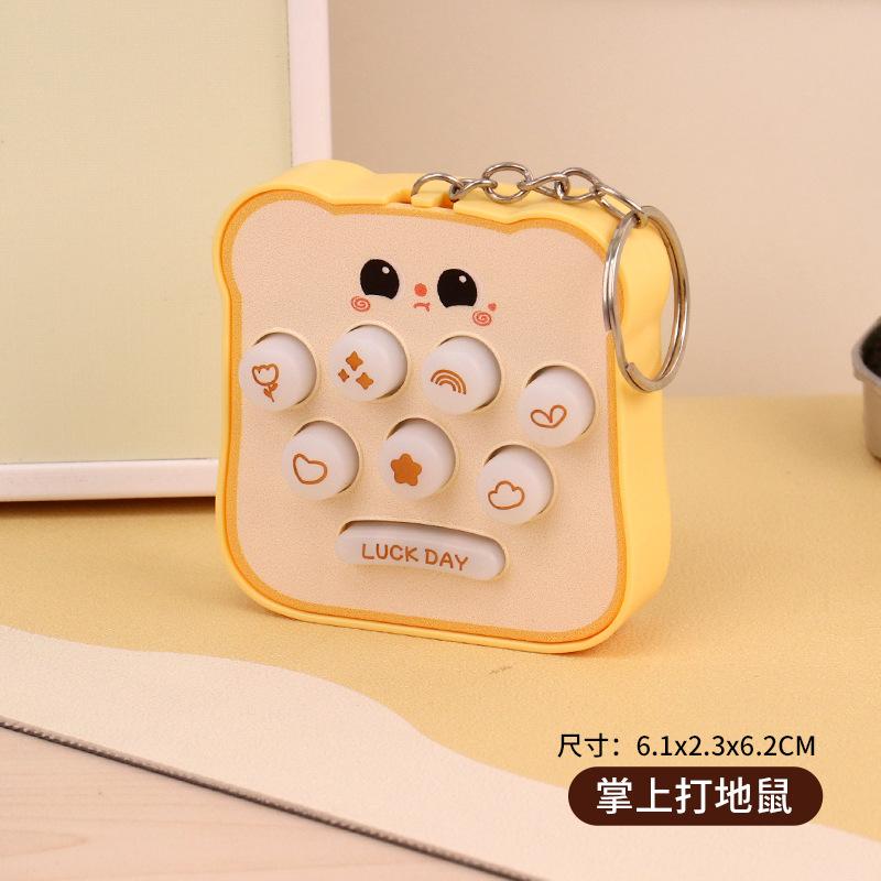 1PC handheld palm cartoon bread whack-a-mole game console electronic luminous toy small pendant keychain