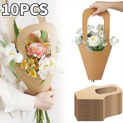 10PCS Flower Paper Bags Wrapping Gift Packaging for Wedding Party Decoration Material Birthday Gift Bag Decor Valentines' Day