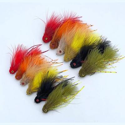 Mosca Streamer Articolata con Pelo di Cervo Bass Bug & Spina di Pesce Design a 2 Ganci per Pesca d'Altura Game Grande Esca Efficace per Pesca Esca