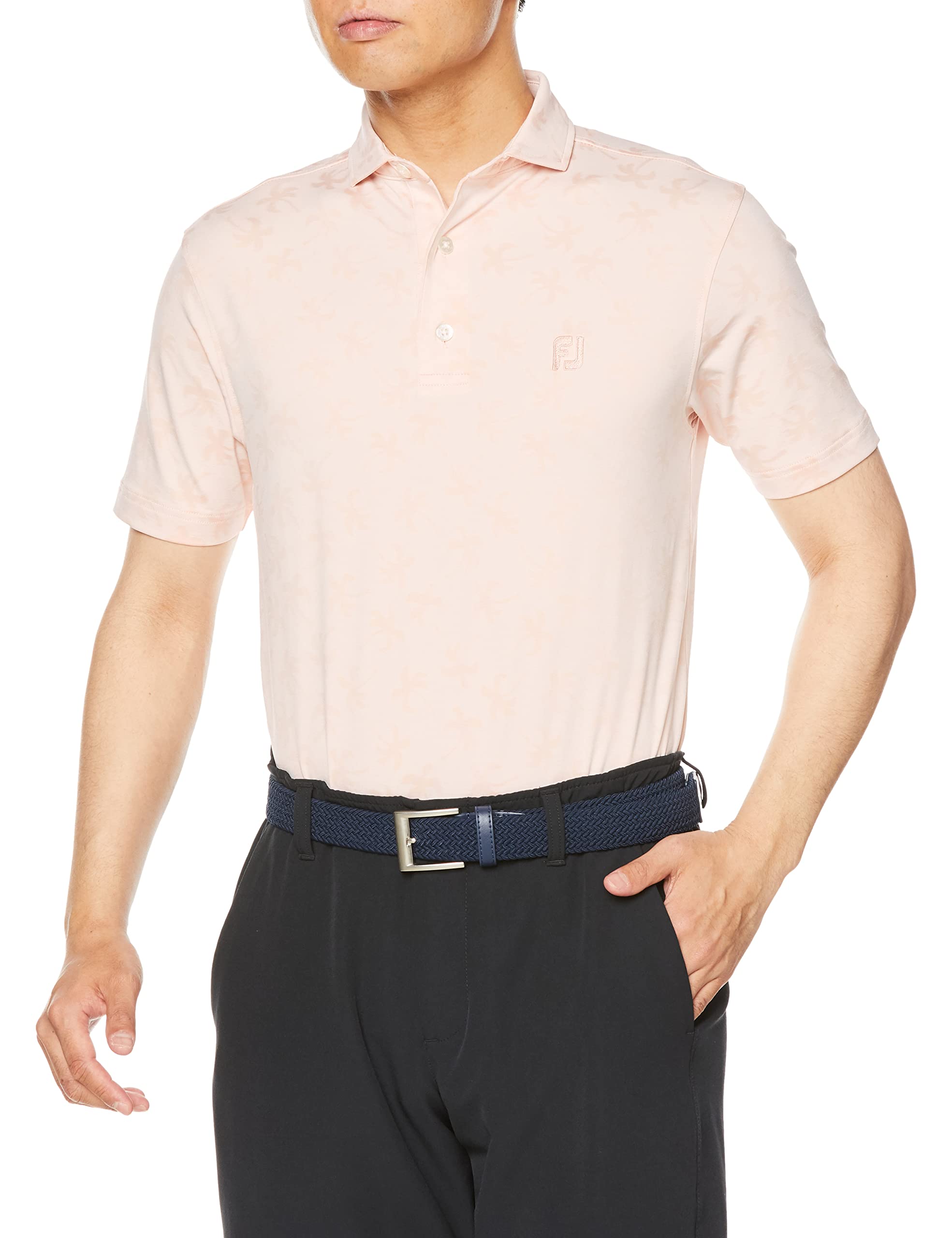 

FootJoy Modern Classic Palm Tree Jacquard Short Sleeve Shirt, Sand, Men s XL (80448-XL)