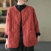 Autumn Winter Mom Loose Women Short Jacket Cotton Padded Casual O-Neck Coats Fall Button Up Solid Thin Parkas Pockets Clothes