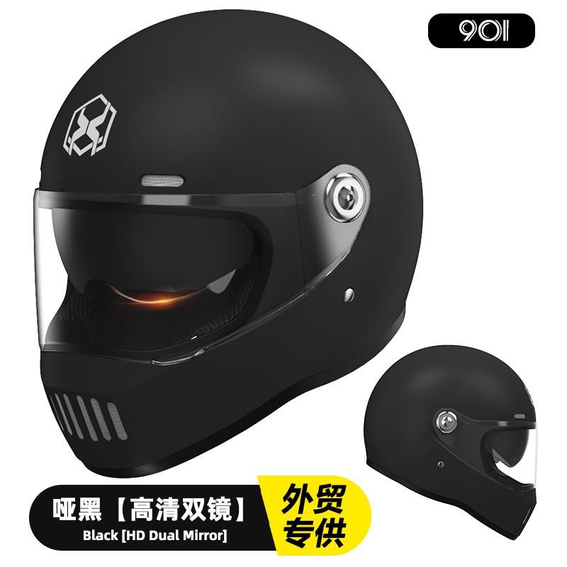 Full Face Motorcycle Helmet Men Women Winter Warm Riding With Dual Visor UV Protection Hao Black HD Dual Lens