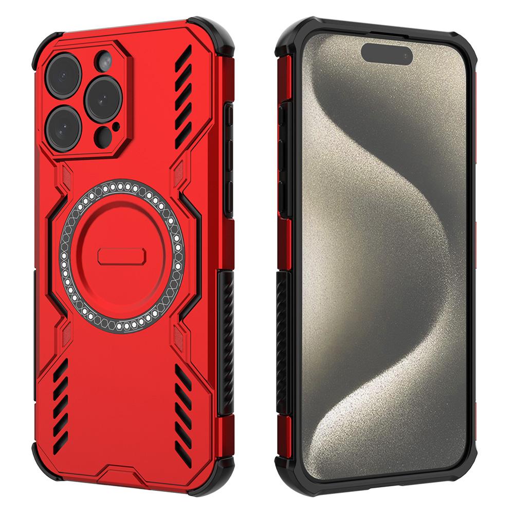 

Магнитный чехол для iPhone 15 Pro Max Butterfly Armor Полый Теплоотвод ПК+ТПУ Чехол для телефона Red