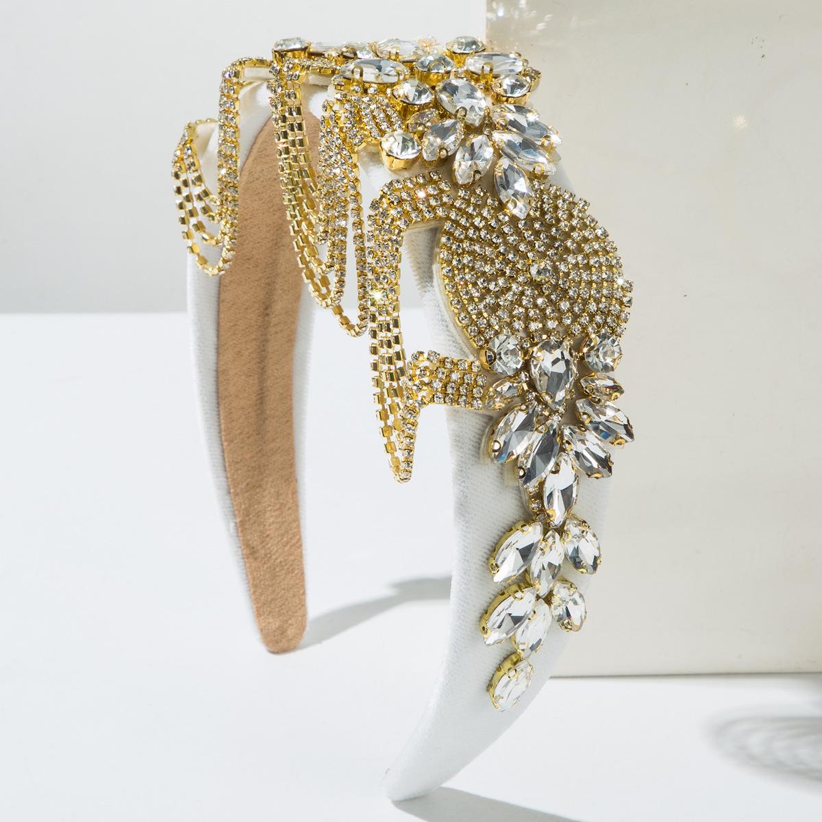 

Роскошные повязки на голову с кисточками из страз, модные аксессуары для волос, женские, для вечеринки, блестящие, с хрустальными бриллиантами, повязка на голову, ободок для волос, головной убор