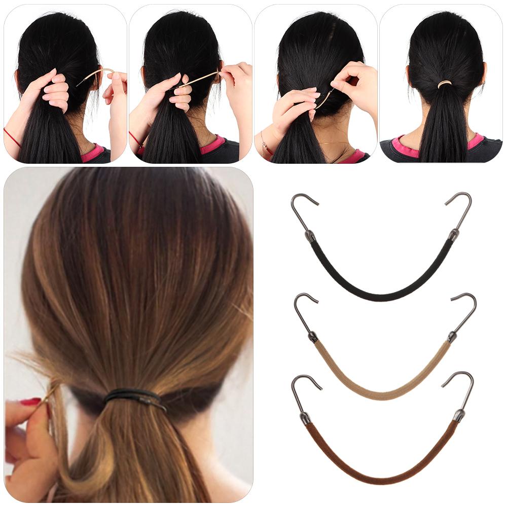 10 PCS Ponytail Holder Women's Elastic Hair Bands Hook With Gum Thick Curly Hair Fashion Black Apricot Brown Styling Tools