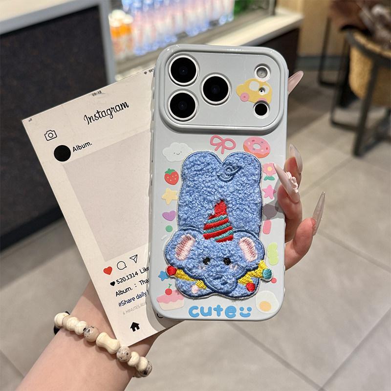 Soft Cute Plush Embroidered Animal Suitable for Apple Promax Mobile Phone Case/bubble Heart Plus Soft Case