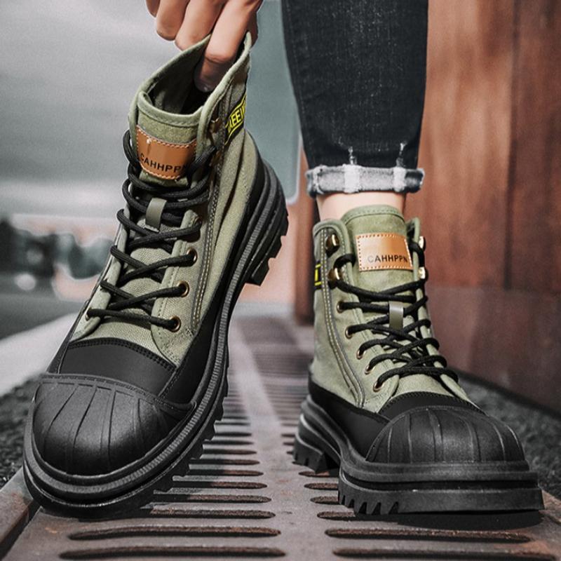 Fashion Street Style Men's Canvas Boots Autumn Winter Camouflage Platform High Top Ankle Boots Wear-resistant Works Boots Botas Hombre