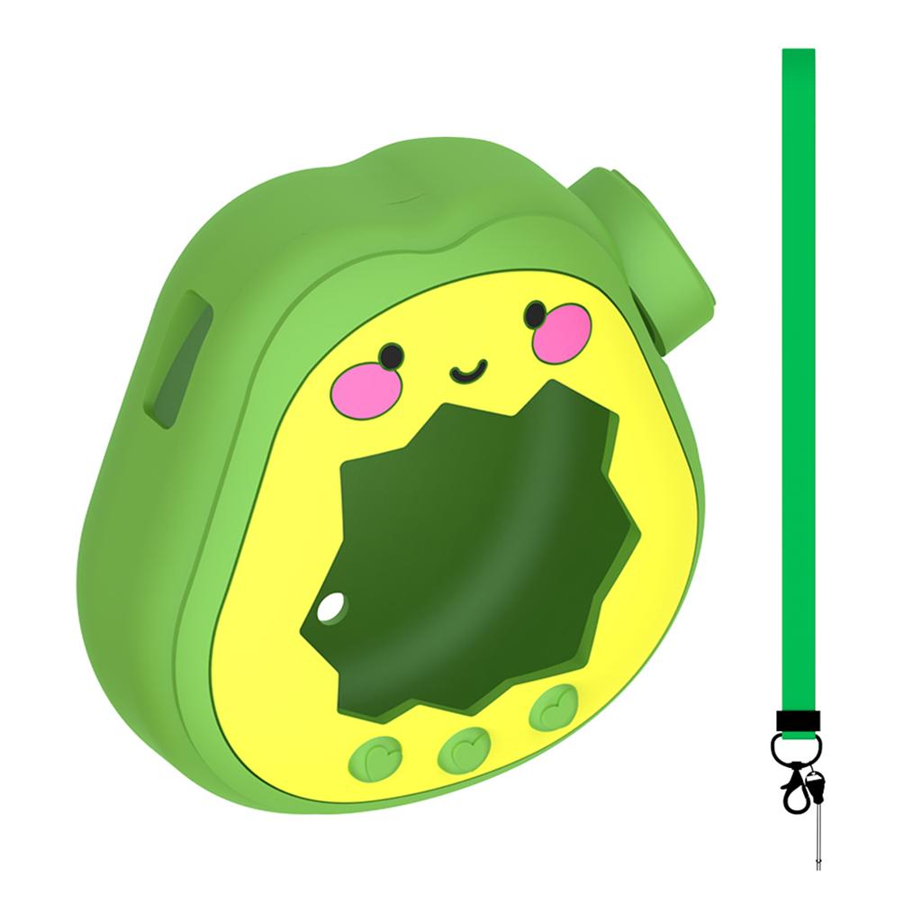 For Tamagotchi Paradise Avocado Shape Silicone Protective Shell with Rotating Knob Cap Soft Silicone Decorative Cover Shockproof