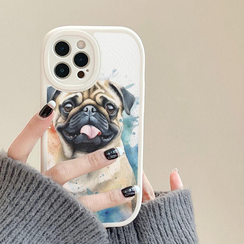 French Bulldog Dog Pug Phone Case Hard Leather For IPhone 16 15 14 13 12 Mini 11 14 Pro Max Xs X Xr 7 8 Plus Fundas